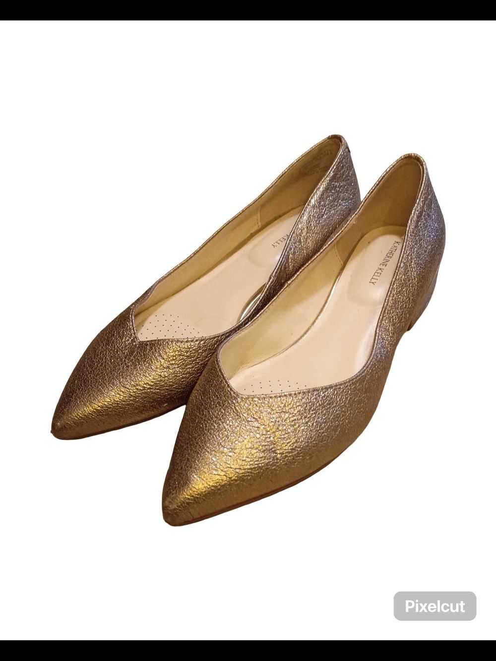 Katherine Kelly brand pointed-toe flats in a gold metallic finish - Picture 9 of 16